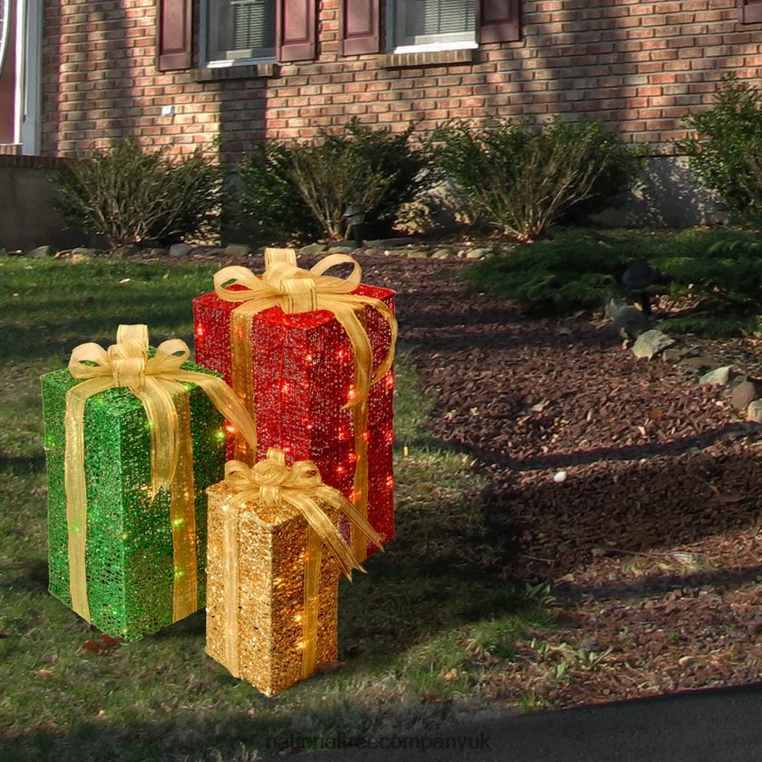 decoration | National Tree Company Pre-Lit Multicolor Gift Boxes Set of Three White Lights Christmas Collection F2L4F591